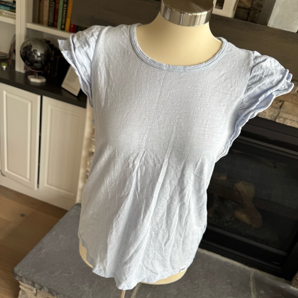 Dkny Blue Ruffled Cap Sleeve T-Shirt - Picture 8 of 10